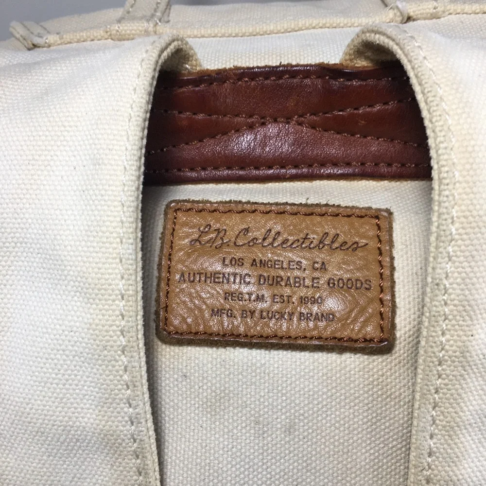 Brown Lucky Brand Cotton & Leather Purse Day Everyday Knapsack Travel Backpack
